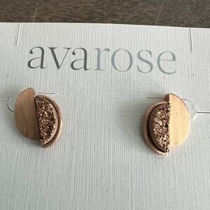 New Ava Rose Jackson Studs Post Earrings - Rose Gold Druzy - 14k plating